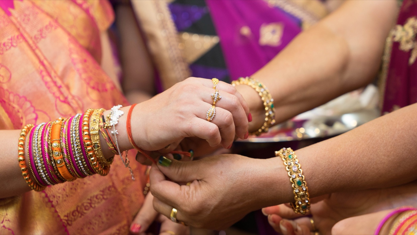 A rakhi tied during the raksha bandhan ritual